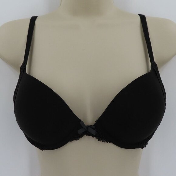 Victorias Secret 34B Dream Angels Push Up Black Lace Trim Bra Underwire Padded - Picture 14 of 14